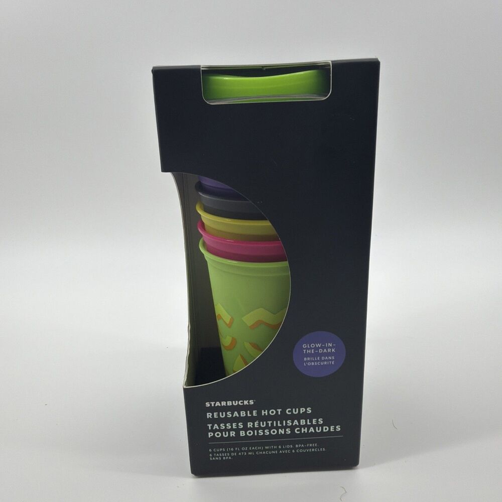 STARBUCKS 2024 Halloween Reusable Hot Cup 6 Pack GLOW IN THE DARK Tumblers